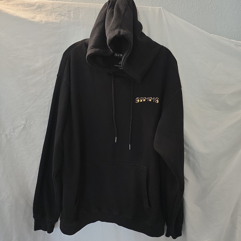 Simms Fishing Products Black Pullover Hoodie Black W/yellow Intricate Filigree M